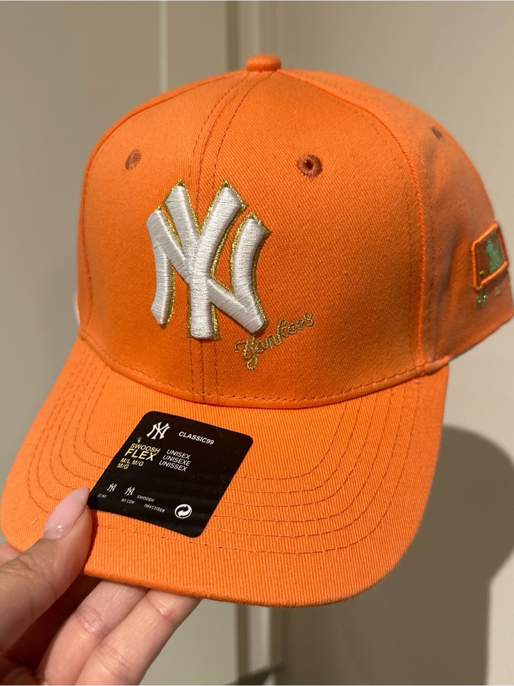 MLB New York Yankees Orange Baseball Cap with White & Gold Logo
